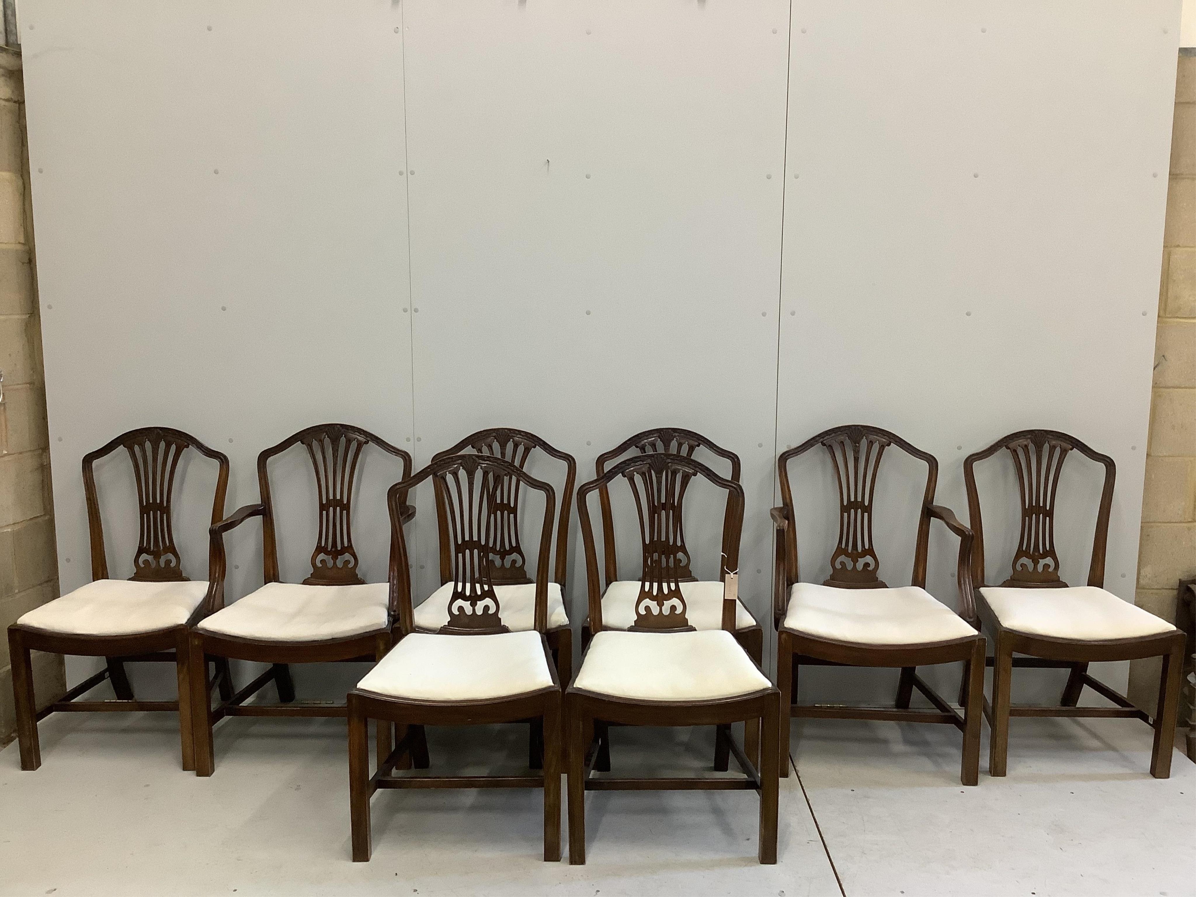 A set of eight George III style mahogany dining chairs,two with arms. Condition - fair to good